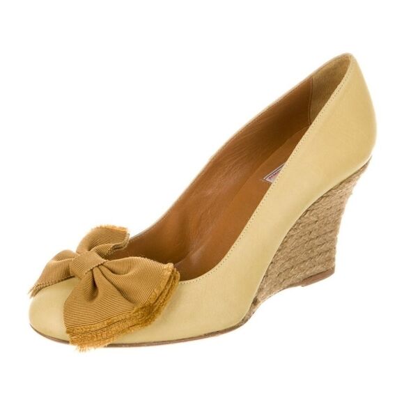 Lanvin yellow leather wedge with mustard b… - Picture 1 of 13